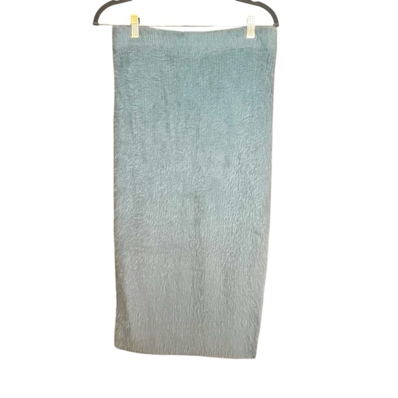 House Of Harlow 1960 Fuzzy Knit Blue Side Slit Midi Skirt Size Small Teddy Cozy - Picture 1 of 7